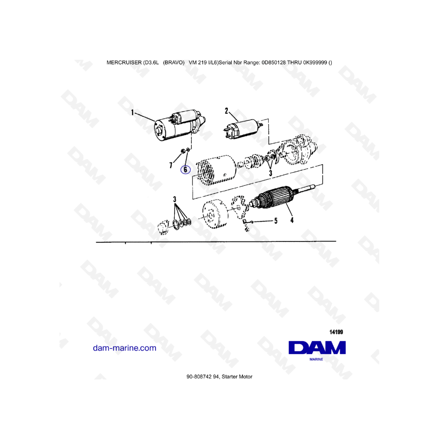 Mercruiser D3.6L (BRAVO) - Starter motor