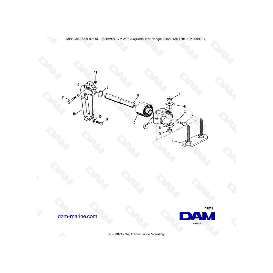 Mercruiser D3.6L (BRAVO) - Montaje de la transmisión