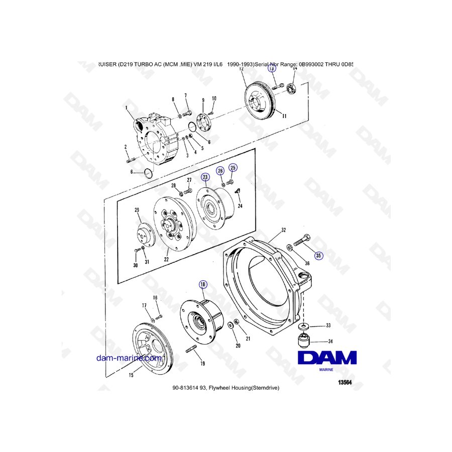 Mercruiser D219 TURBO AC - Caja del volante (dentrofuera)