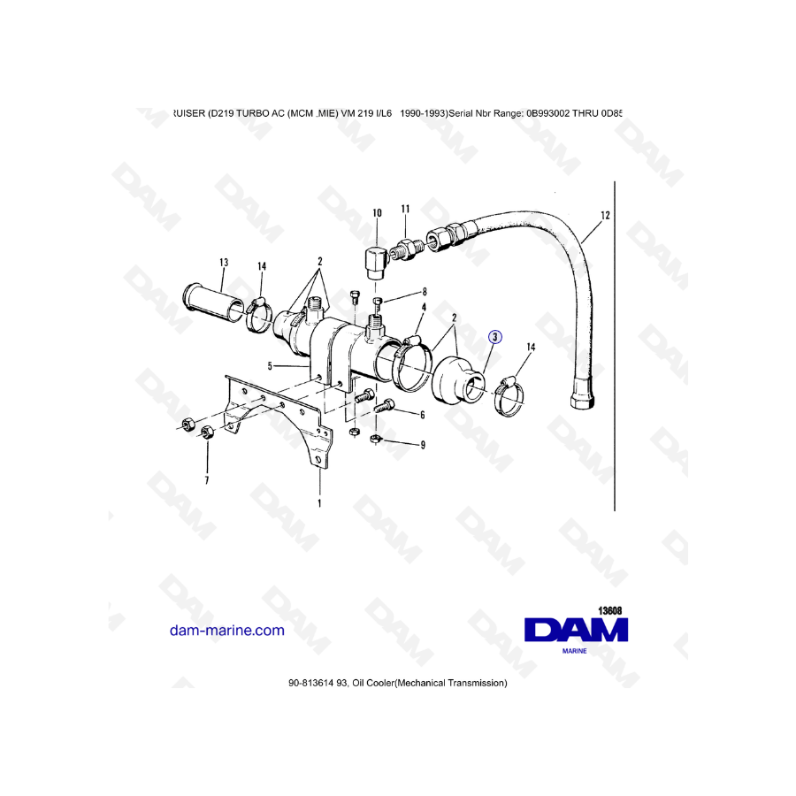 Mercruiser D219 TURBO AC - Enfriador de aceite meca