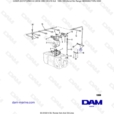Mercruiser D219 TURBO AC - Rocker arm & oil lines