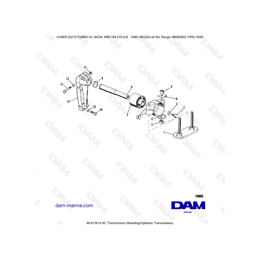 Mercruiser D219 TURBO AC - Transmission mounting (hydrau)