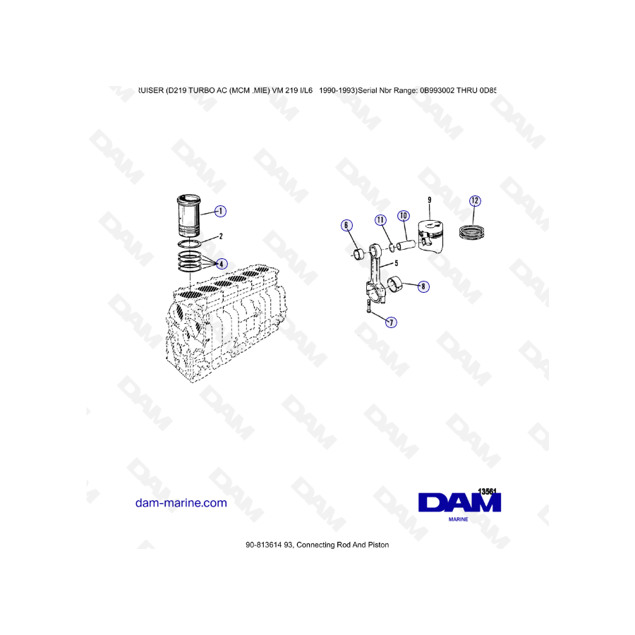 Mercruiser 636D-TA - Connecting rod & piston