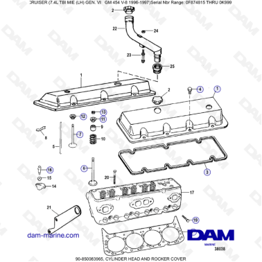 MERCRUISER 7.4L EFI TBI - Cylinder head & rocker cover