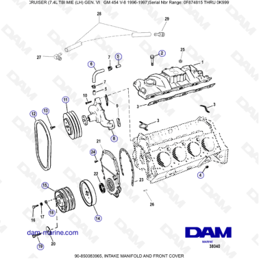 MERCRUISER 7.4L EFI TBI - Intake manifold & front cover