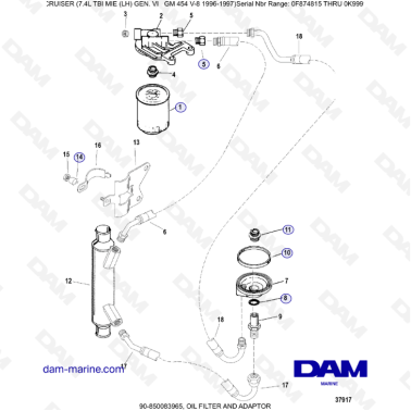 MERCRUISER 7.4L EFI TBI - Oil filter & adaptor