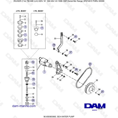 MERCRUISER 7.4L EFI TBI - Sea water pump