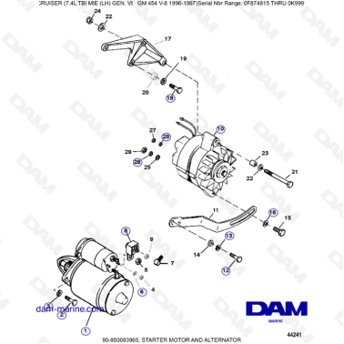 MERCRUISER 7.4L EFI TBI - Starter motor & alternator