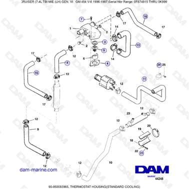 MERCRUISER 7.4L EFI TBI - Thermostat housing (standard cooling)