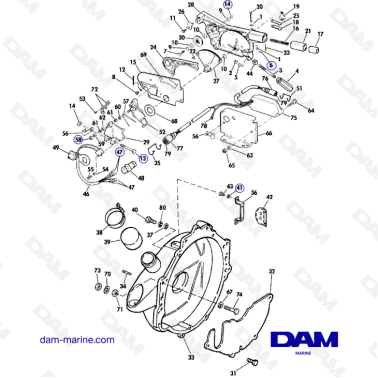 Embase OMC 400 - Adapter housing & shift assembly