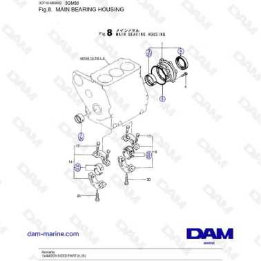 Yanmar 3GM30 / 3GM30F - Main bearing housing