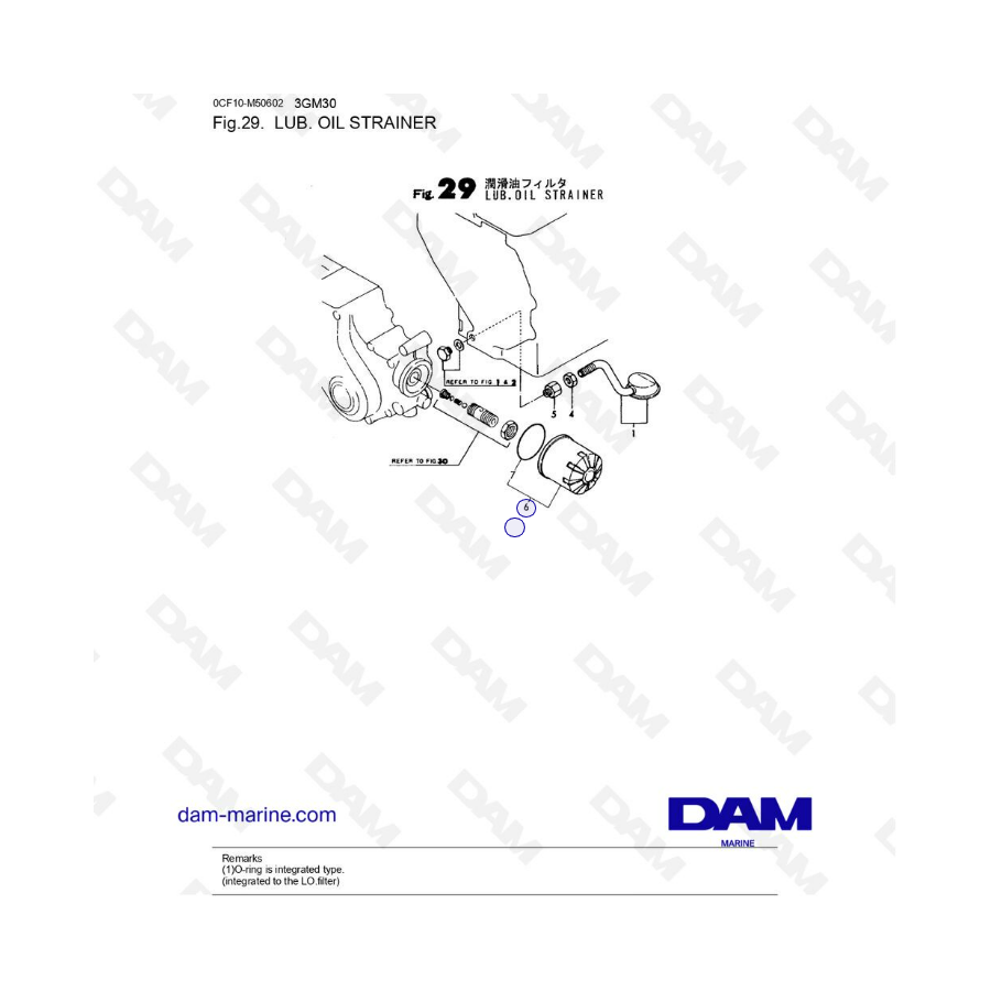 Yanmar 3GM30/3GM30F - Lubricación. Colador de aceite