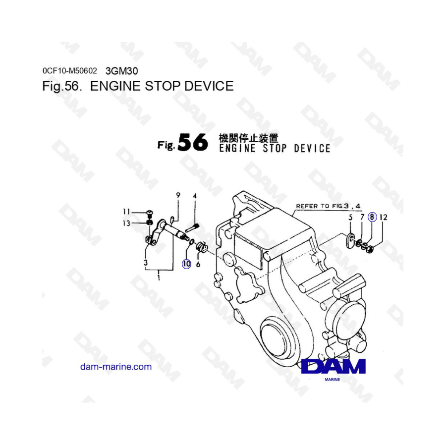 Yanmar 3GM30/3GM30F - Engine stop device