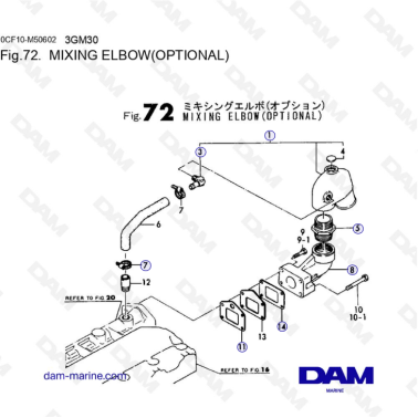 Yanmar 3GM30 - Mixing elbow
