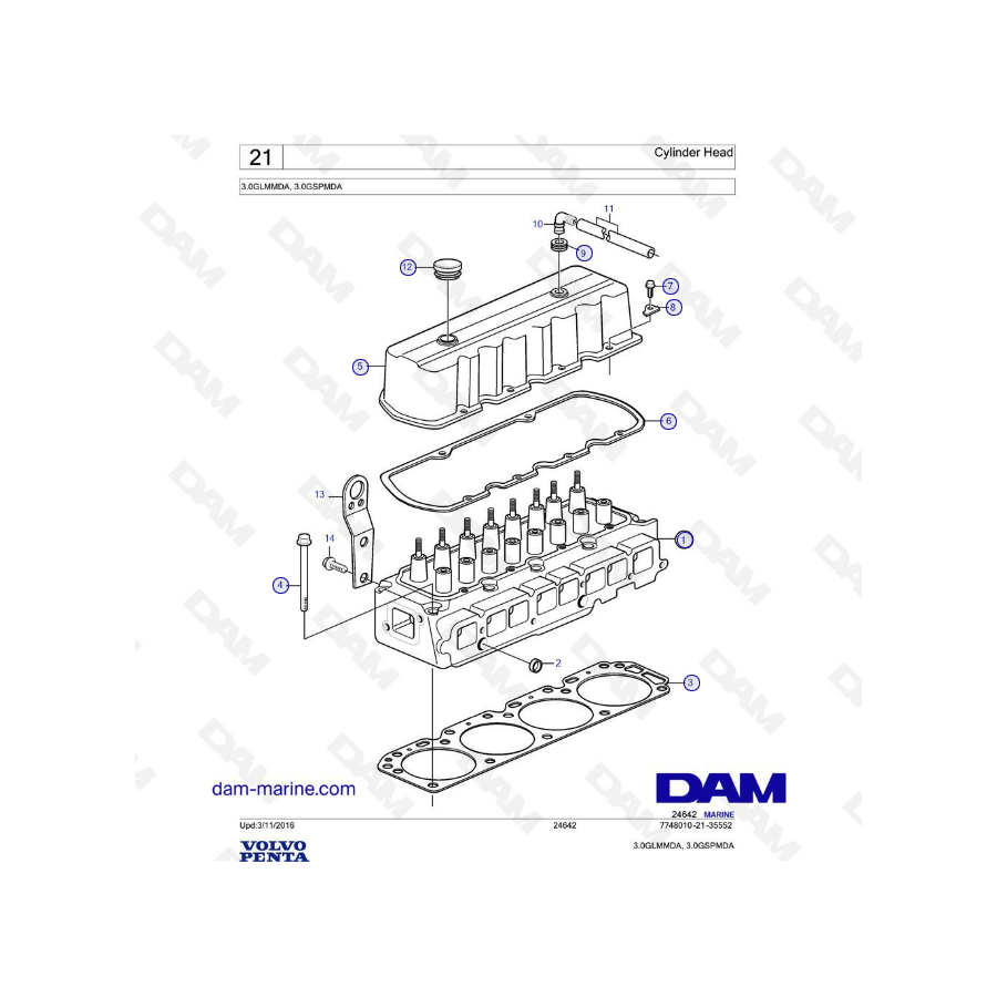 VOLVO PENTA 3L GL / 3L GS - Culata