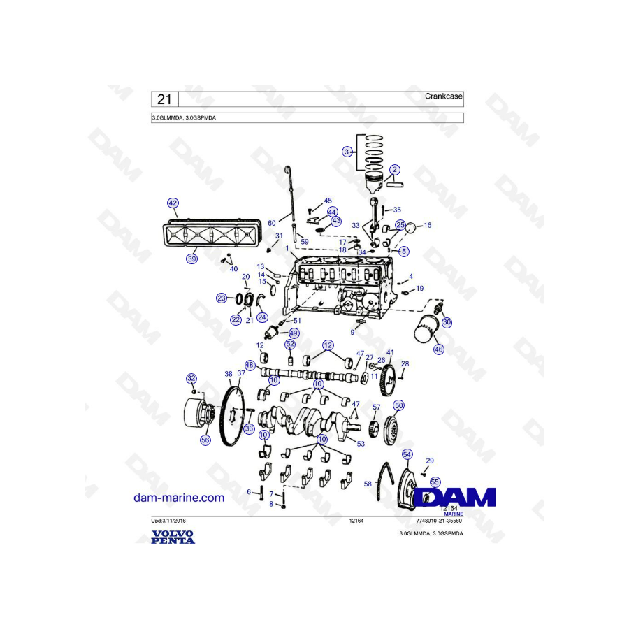 VOLVO PENTA 3L GL / 3L GS - Crankcase