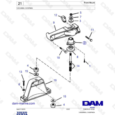 VOLVO PENTA 3L GL / 3L GS - Front mount