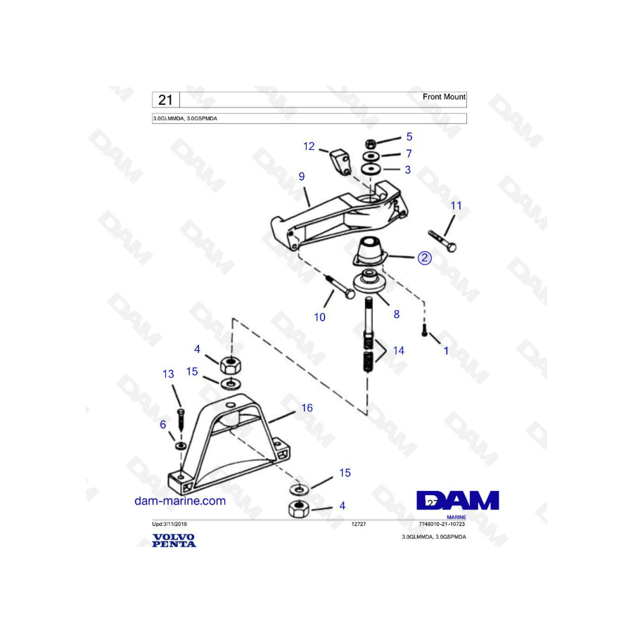 VOLVO PENTA 3L GL / 3L GS - Front mount