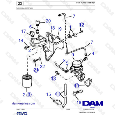 Volvo Penta 3L GL / 3L GS - Fuel pump & filter