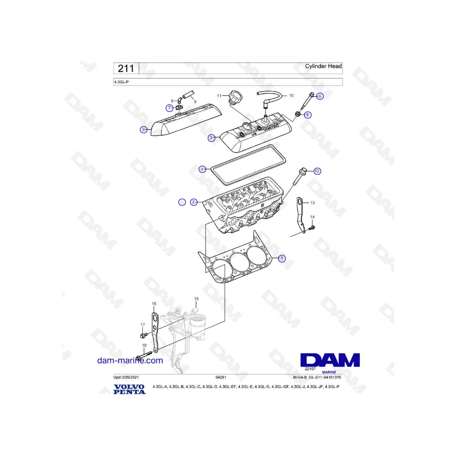 Volvo Penta 4.3GL-P - Cylinder head