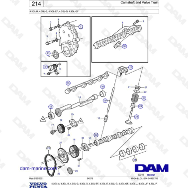 Volvo Penta 4.3L GL - Camshaft & valve train