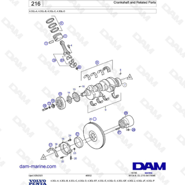 Volvo Penta 4.3L GL - Crankshaft & Related parts