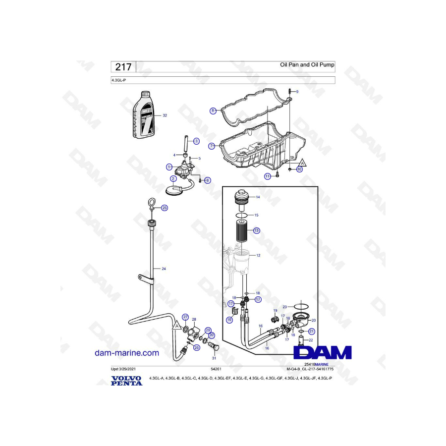 Volvo Penta 4.3L GL - Vaciado de aceite 