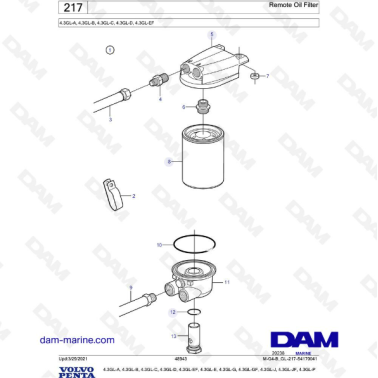 Volvo Penta 4.3L GL - Remote oil filter