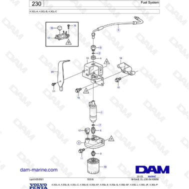 Volvo Penta 4.3L GL - Fuel system