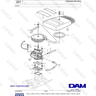 Volvo Penta 4.3L GL - Carburetor Mounting