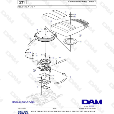 Volvo Penta 4.3L GL - Carburetor mounting, demon