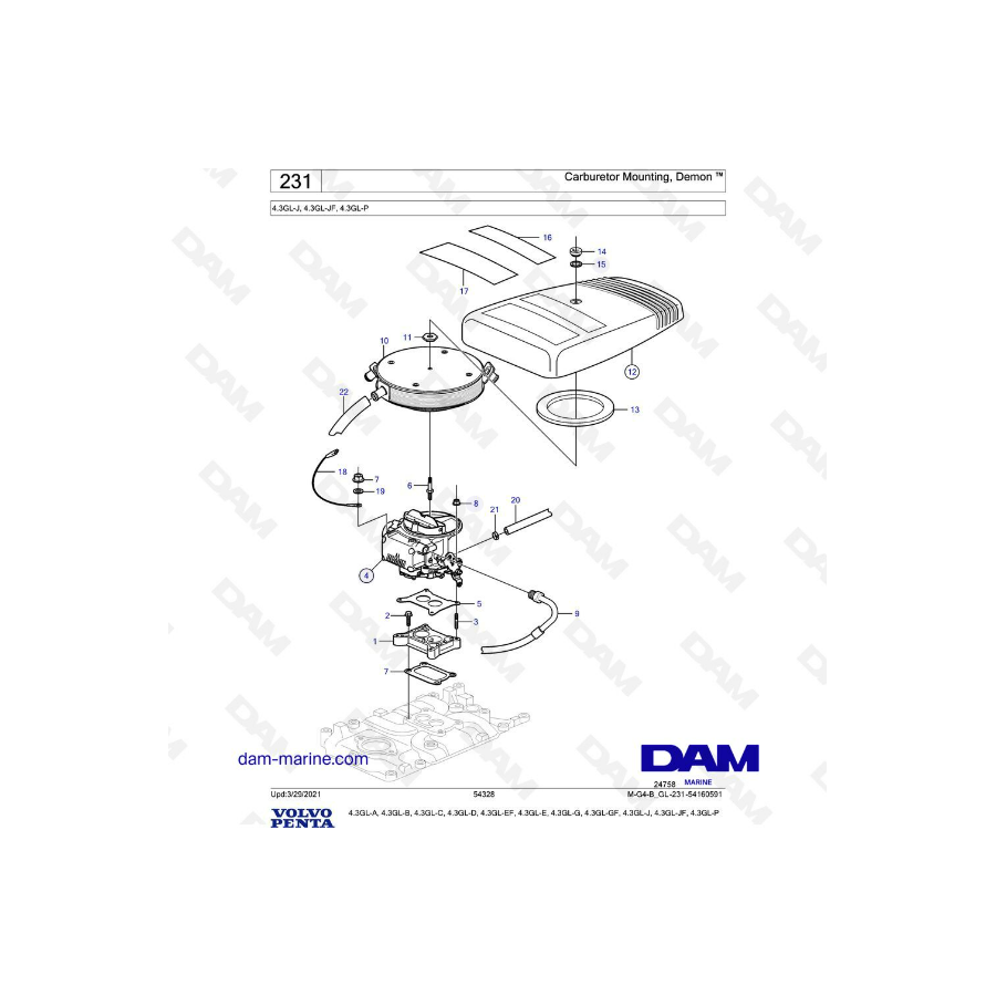 Volvo Penta 4.3L GL - Carburetor mounting, demon