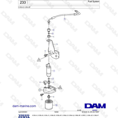 Volvo Penta 4.3L GL - Fuel system