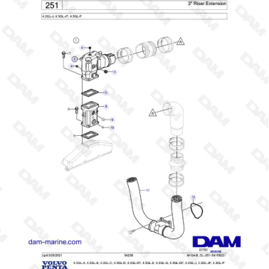 Volvo Penta 4.3L GL - 3" Riser Extension