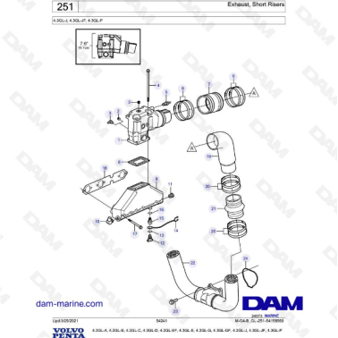 Volvo Penta 4.3L GL - Exhaust, short risers