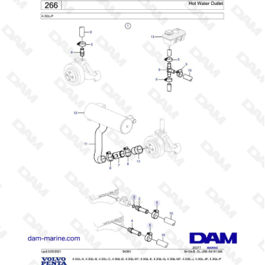 Volvo Penta 4.3L GL - Hot water outlet