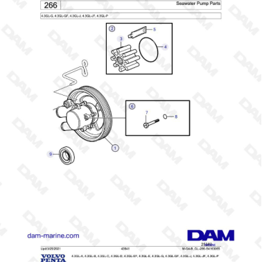 Volvo Penta 4.3L GL - Seawater Pump Parts