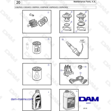 Volvo Penta 4.3L GL - Maintenance parts