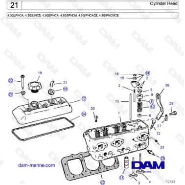 Volvo Penta 4.3L GS - Cylinder head