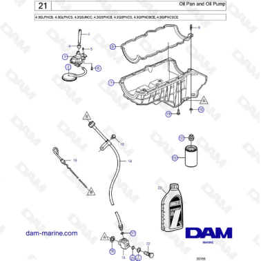 Volvo Penta 4.3L GS - Oil pan & Oil pump