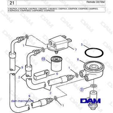 Volvo Penta 4.3L GS - Remote oil filter