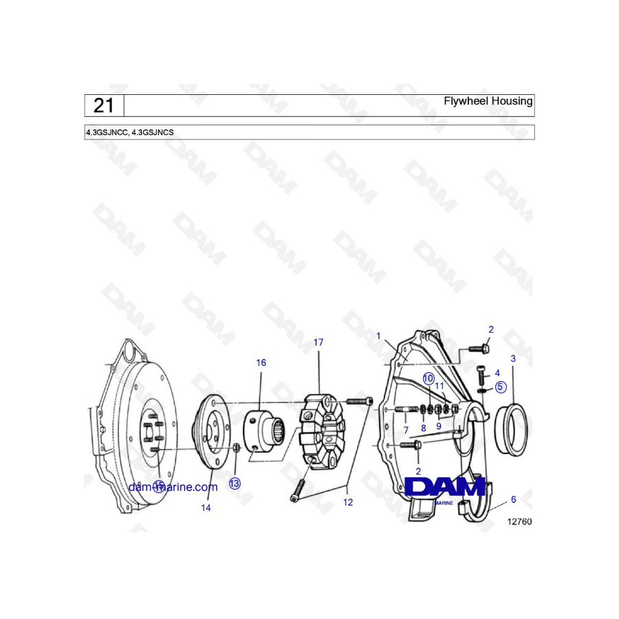 Volvo Penta 4.3L GS - Carcasa del volante
