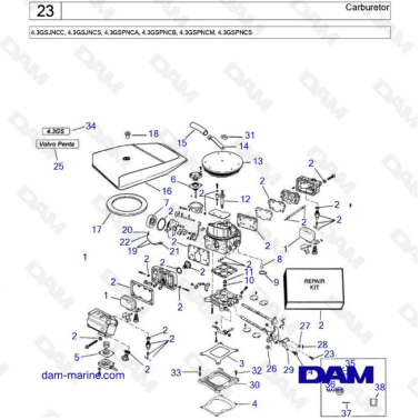 Volvo Penta 4.3L GS - Carburetor