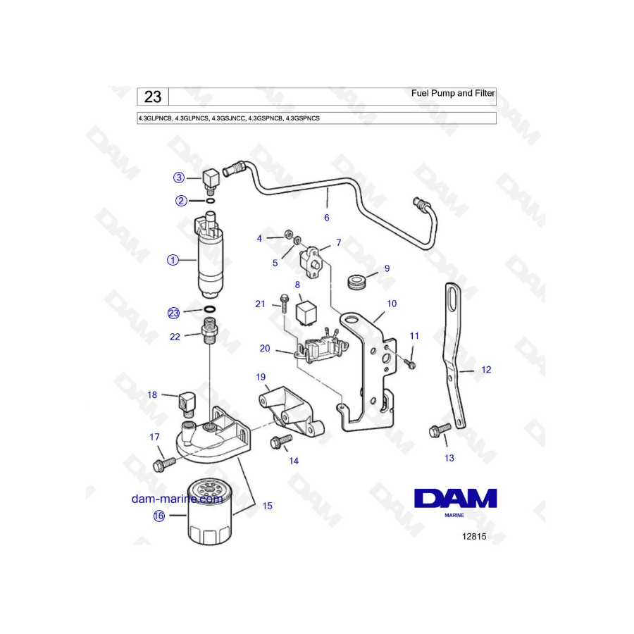 Volvo Penta 4.3L GS - Bomba de combustible y filtro