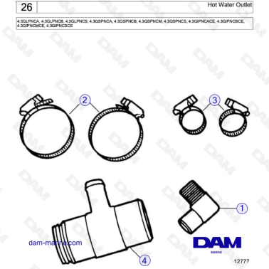 Volvo Penta 4.3L GS - Hot Water Outlet