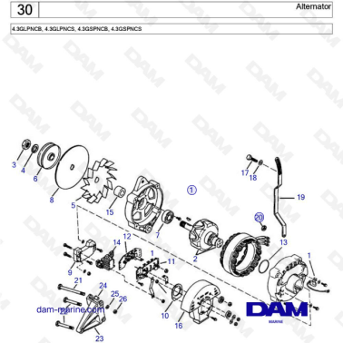 Volvo Penta 4.3L GS - Alternator