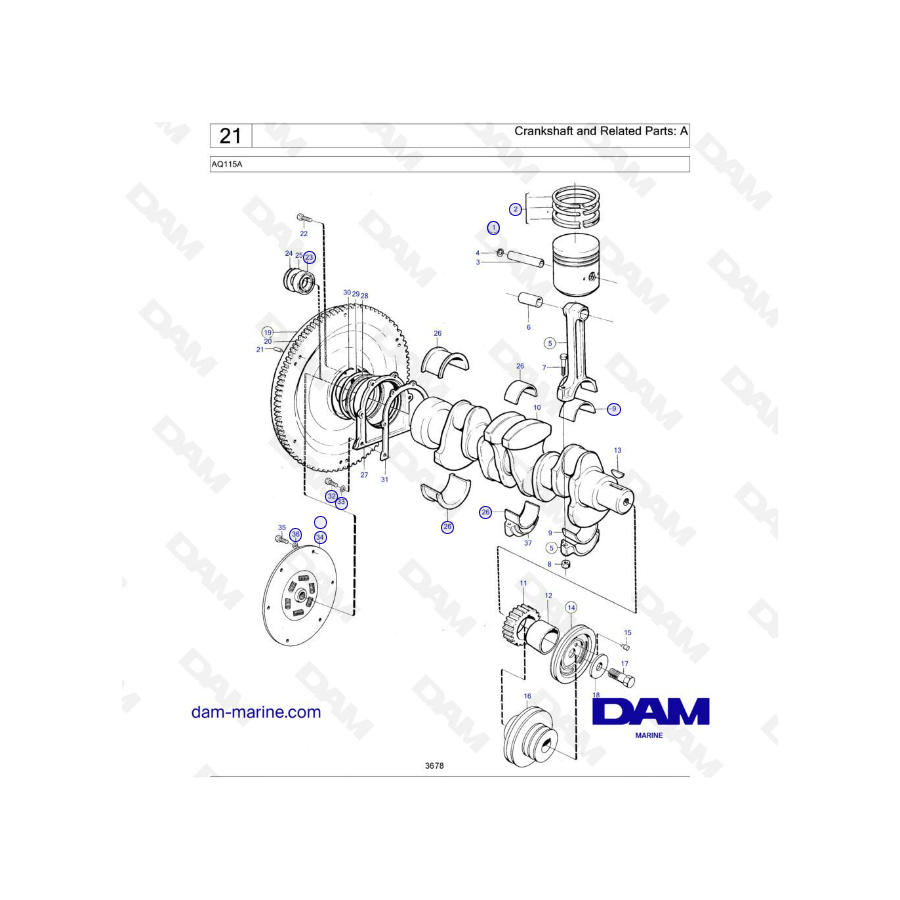 Volvo Penta AQ115 - Crankshaft & related parts 