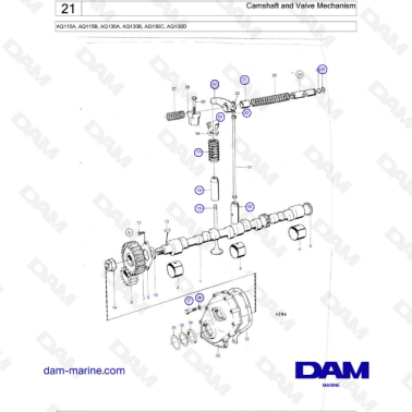 Volvo Penta AQ115 - Camshaft & valve mechanism