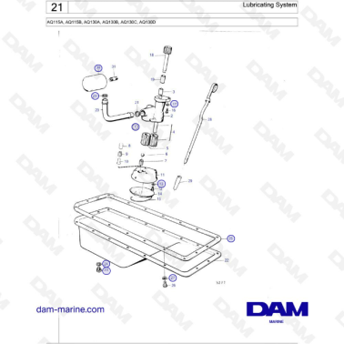 Volvo Penta AQ115 - Lubricating system