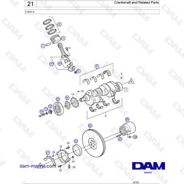 Volvo Penta 4.3L GXI - Crankshaft and Related Parts